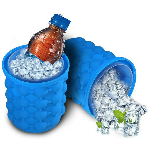 2 Magic ICE Cube Maker - Silicone Squeeze Ice Cuber Maker Cup - 3 In 1 -  Space Saving , Portable Freezer Ice Bucket &amp; Beverage Cooler - Hold Up To  120 Ice Cubes (LARGE) - Walmart.com - Walmart.com