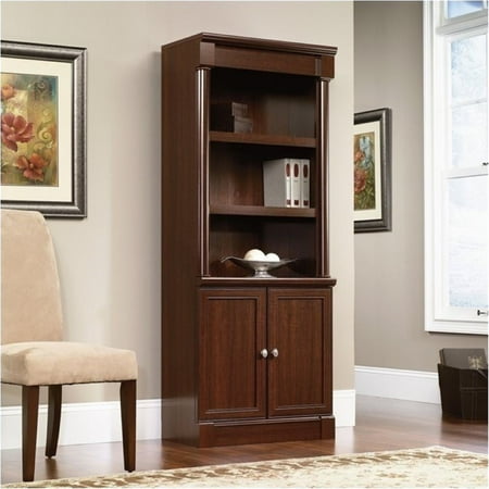 Bowery Hill Library Bookcase With Doors In Select Cherry Walmart