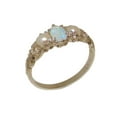 thumbnail image 1 of LBG British Made 9k White Gold Natural Opal & Cultured Pearl Womens Trilogy Ring - 33 size options, 1 of 7