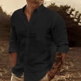 thumbnail image 1 of pstuiky camisetas de manga larga para hombre, Camisa de negocios informal de manga larga con botones y cuello vuelto de color entero para hombre Tops casuales para hombres xxl, 1 of 6