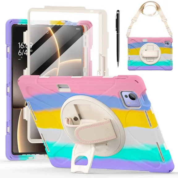 Case for Xiaomi Pad 7 Ultra 14 inch 2025 Shockproof Cover with Screen Protector Pencil Holder Rotatable Stand Shoulder Strap Stylus Pen