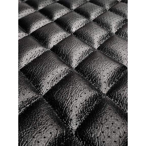 Automotive Perforated Diamond Quilted Vinyl Upholstery Fabric 3/8" Foam Backing 52" Wide–Motorcycle, Boat, Furniture, Door Panels, Headliners, Custom Interior & DIY Projects Sold by Yard (Black)