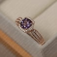 thumbnail image 2 of Alexandrite ring, round cut June birthstone, rose gold wedding for women, 2 of 5