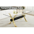 thumbnail image 6 of Modern Glass Dining Table Set 79" with 8 Black PU Chairs, Gold Legs, Rectangular, Home/Office. Tempered Glass Top, Metal Frame. Easy Assembly., 6 of 12