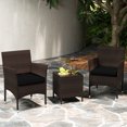 thumbnail image 1 of Costway 3 PCS Outdoor Conversation Set with Cushioned Seat & Tempered Glass Tabletop Black, 1 of 10