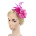 thumbnail image 3 of Tocado de plumas para dama, velo de flores, sombrero, diadema, disfraces de fiesta de boda Rosa roja, 3 of 9