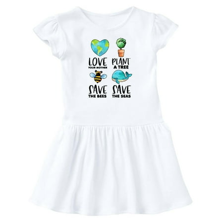 

Inktastic Earth Day Plant a Tree Save the Bees Save the Seas Love Your Mother Earth Gift Baby Girl Dress