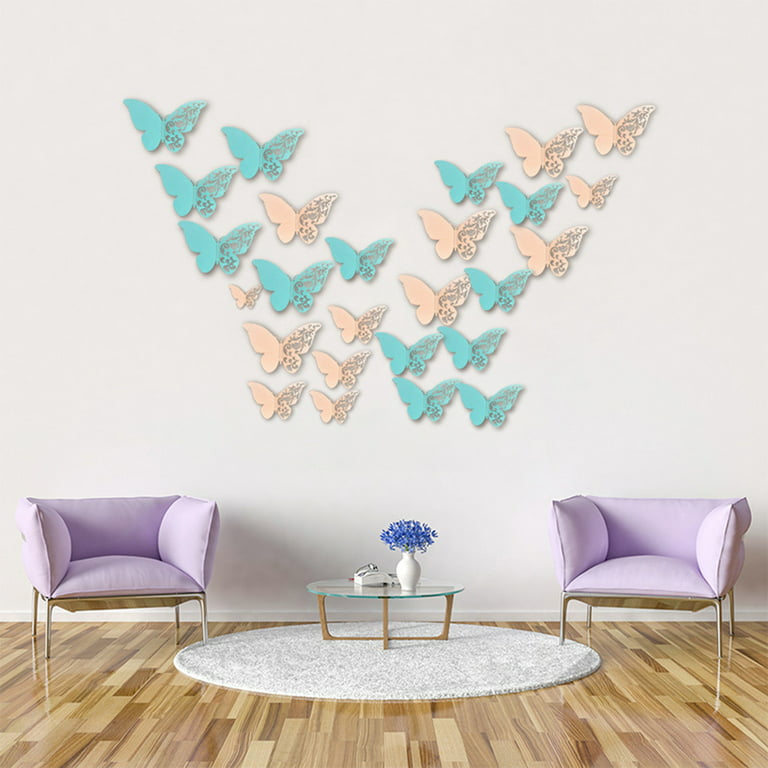 Wall Decals for Boys Bedroom Mirro Wall Stickers 3D Hollow Pearl Paper Butterfly Wall Stickers Wedding Festival Decoration Bedroom Living Room Wall