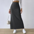 thumbnail image 2 of Delconic Women’s Ribbed Knit Maxi Skirt High Waist Stretchy Slim Fit Long Skirt Casual Soft Elastic Waistband Ankle Length Dark Gray S, 2 of 5