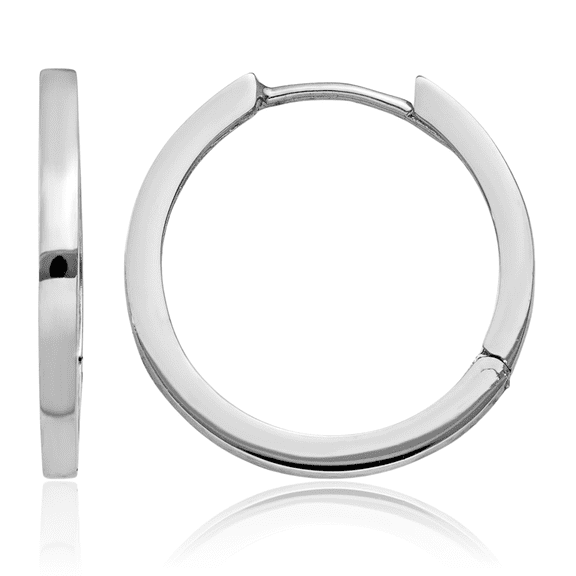 14K Solid White Gold Round Small Hoop Earrings