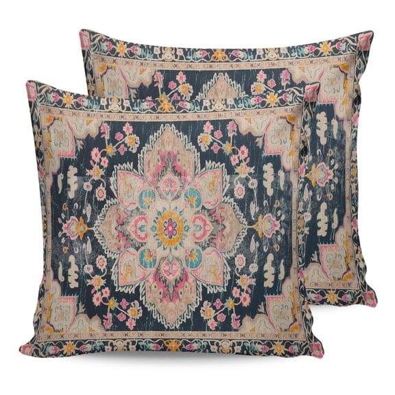 24x24 Pillow Covers Set of 2, Vintage Boho Throw Pillow Covers Decorative Couch Cushion Case, Middle Century Western Geometric Abstract Art Microfiber Square Pillowcases for Bedroom Car Living Room