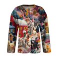 thumbnail image 7 of WTOBBY Women's Fashion Printed Long Sleeve Knitted Cardigan Button Down Jacket, Christmas Themed Soft and Warm Cardigan for Casual and Holiday Wear,Dark Blue 3XL, 7 of 7