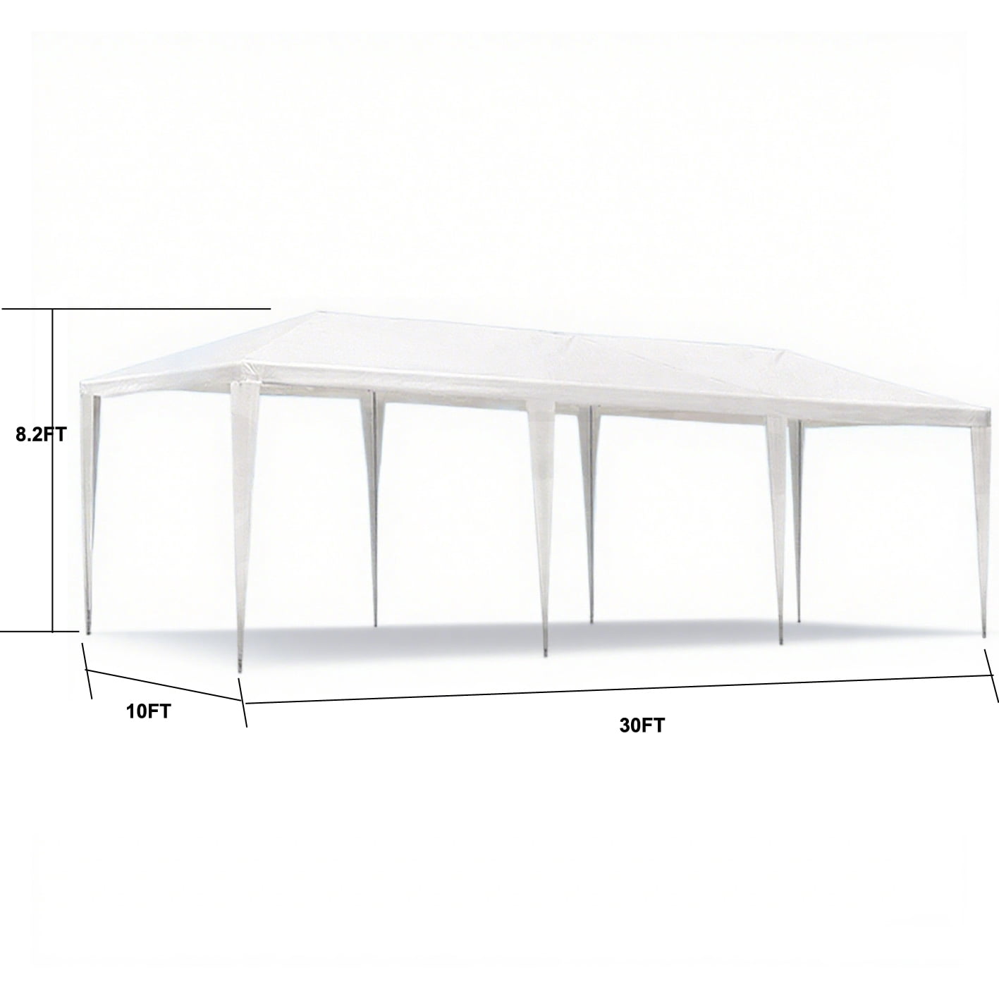 BaPiPro 10'×30' White Folding Awning Outdoor Gazebo, Sidewall-Free Design with Waterproof PE Frame for Patio Garden Outdoor Use