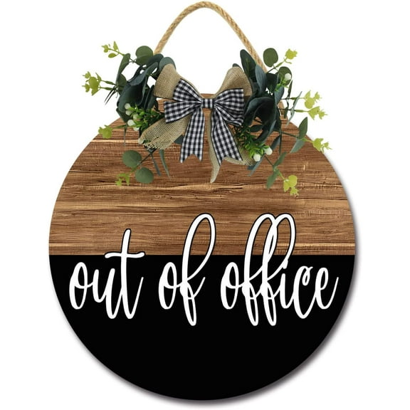 Eveokoki 12" Rustic Wooden Out Of Office Signs for Front Porch, Porch Decor Sign, Rustic Wooden Door Hangers Front Door Outdoor Hanging Vertical Sign