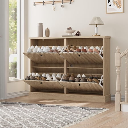 4 Drawer Fluted Shoe Cabinet with Adjustabl… product image