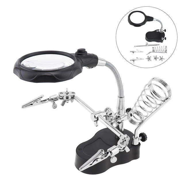 Magnifying Helping Third Hand Glass Auxiliary Clip Magnifier Soldering Solder Iron Stand Holder Station Rework Repair Tool ,Easy to Use