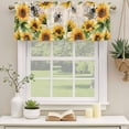 thumbnail image 2 of Sunflower Bee Curtain Valances for Windows, Kitchen Valance Window Treatments Panel 2 Pack, Yellow Botanical Vintage Rose Floral Spring Rod Pocket Short Curtains for Bathroom Bedroom 42 x 12 Inch, 2 of 8