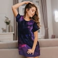 thumbnail image 3 of Daiia Galactic Wolf Stare Print Women's Nightshirt Soft Nightgowns for Women Short Sleeve dress Short-sleeved Sleepwear, 3 of 6
