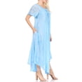 thumbnail image 4 of Sakkas Myani Two Tone Embroidered Sheer Cap Sleeve Caftan Long Dress | Cover Up - Turq - One Size Regular, 4 of 5