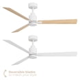 thumbnail image 3 of Slim 52in 3-Blade Smart Ceiling Fan 2700K-6000K CCT Tunable Range LED Light Kit with Remote Control and White Hardware with Reversible White or Natural Wood Blades Works With iOS or Android App, 3 of 10