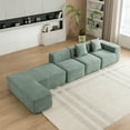 thumbnail image 3 of 116.5" Modular Sofa Couch with Chaise, Boneless L Shape Sectional Couch with Deep Seat, Minimalist Modular Free combination Couches Sleeper for Living Room Bedroom Apartment Lounge, Green, 3 of 9