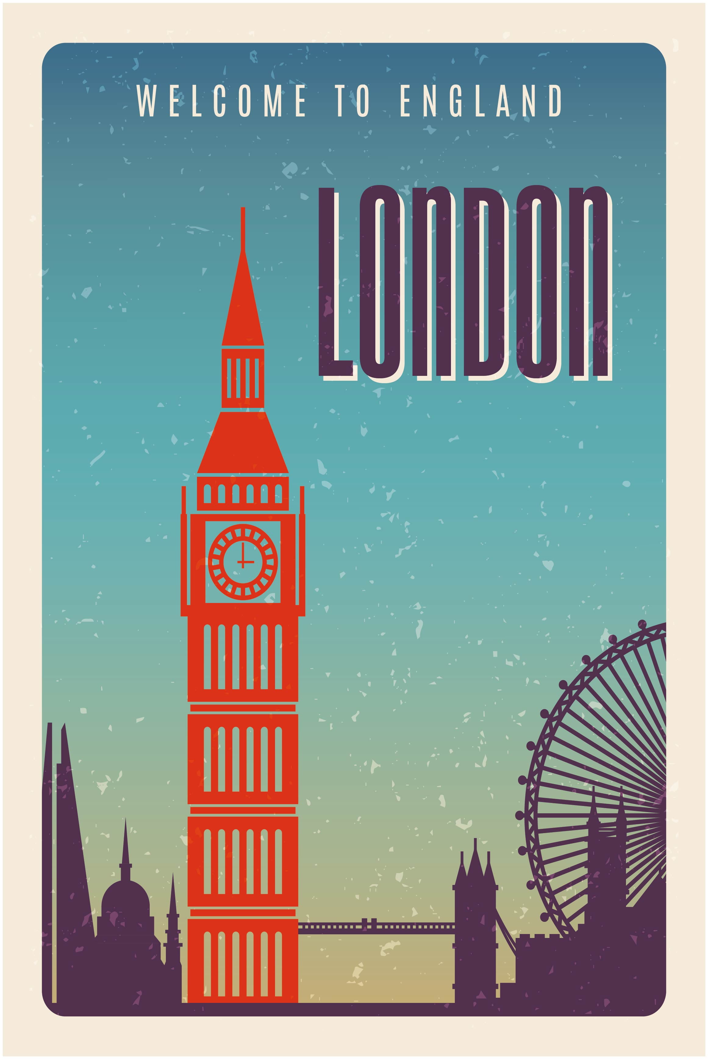 EzPosterPrints Retro World Famous City Posters Decorative, Vintage