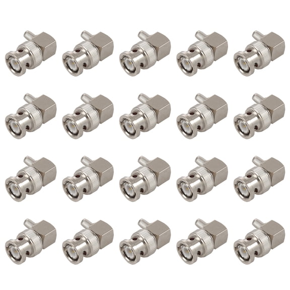 20X BNC Male Plug Right Angle Crimp for RG58 RG400 RFC195 RF Coax Adapter Connector,Silver