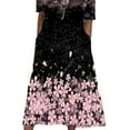 thumbnail image 4 of DYMADE Women Plus Size Printed Zipper V-neck Short Sleeve Pockets A-line Loose Dress, 4 of 4