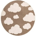 thumbnail image 2 of Unique Loom Whimsy Kids Collection Area Rug - Clouds (5' 3" Round Hazelnut Beige/Ivory), 2 of 9