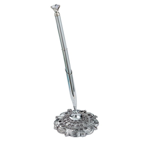 Sidaley Bolígrafos Decoración de la boda Bolígrafo adjunto al escritorio Accesorio de firma Herramienta de escritura multicolor para el Suministros de escritura y corrección Pequeña Joya/Plata