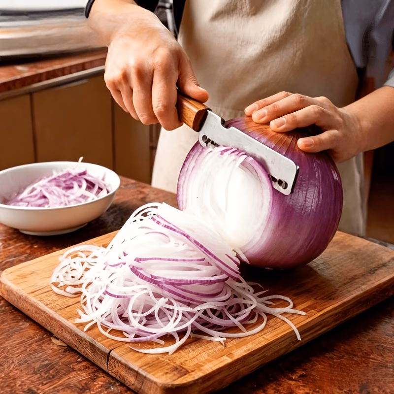Multifunctional Onion Chopper Chive Slicer Peeler Bottle Opener 3-in-1 Kitchen Grater Vegetable Slicer Sturdy Stainless Steel Tool
