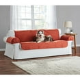 thumbnail image 3 of Mainstays Reversible Quilted Fabric Sofa Furniture Protector, 3-Piece, Tan and Red, 3 of 12