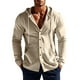 thumbnail image 1 of pstuiky Camisas para hombre de manga larga, Camisas de manga larga con capucha y botones lisos y bolsillos informales de lino a la moda para hombre salir tops m, 1 of 9