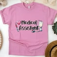 thumbnail image 1 of Medical Assistant Shirt | Stethoscope Syringe Healthcare Tee, Azalea, Size M, 1 of 6