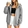 thumbnail image 6 of Fesfesfes Women's Casual Button-up Hooded Sweatshirt Fleece Lined Drawstring Waist Long Sleeve Hoodie Jacket with Pockets Loose Fit Solid Color Athletic Top, 6 of 6