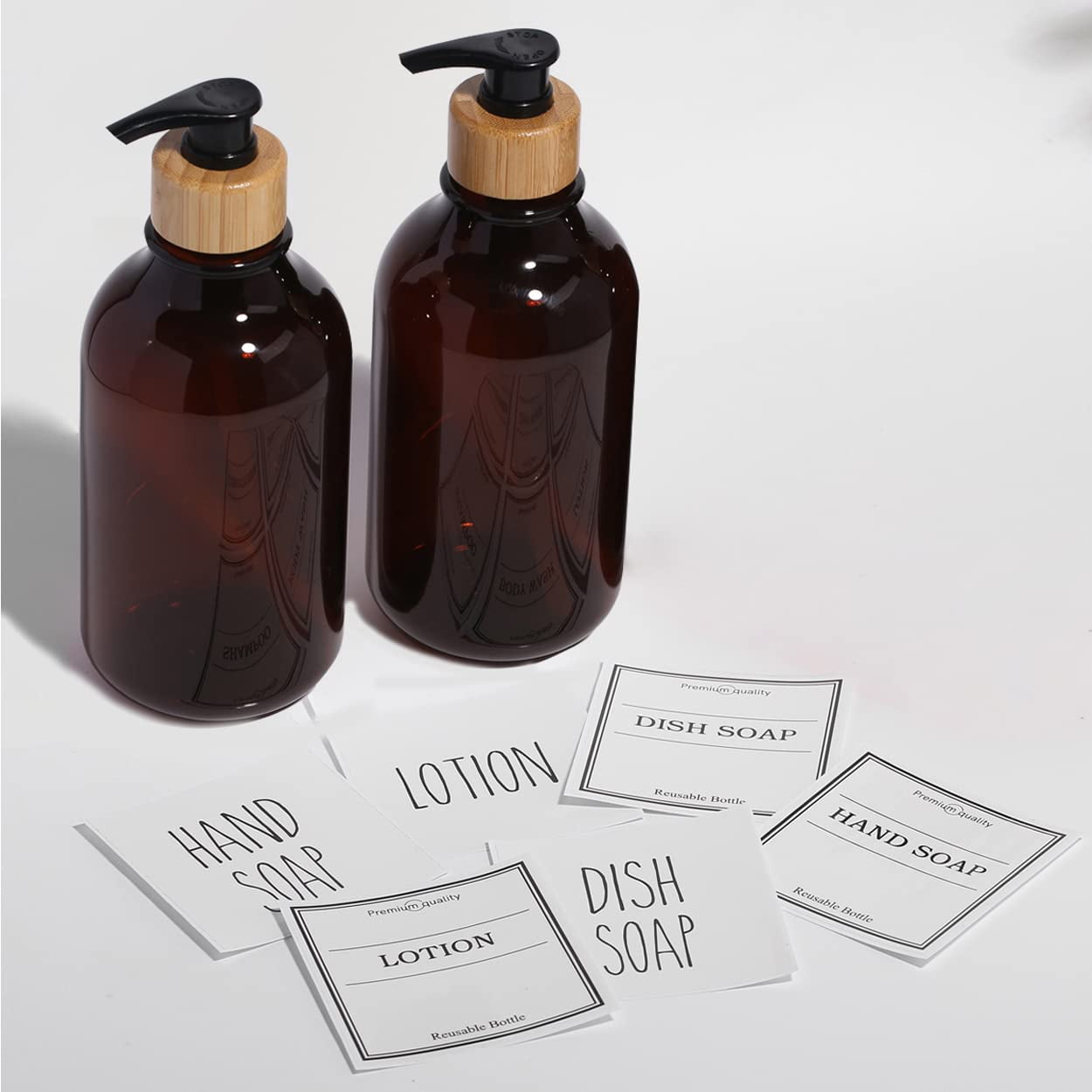 Buy Amber Soap Dispenser Set 16OZ Plastic Liquid Dish and Hand Soap