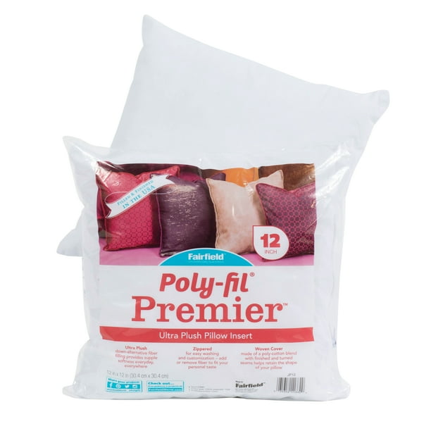 PolyFil Premier Small Decorative Pillow Insert, 12" x 12" Walmart