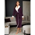 thumbnail image 5 of Women's Color-Block Collar Bathrobe Fleece-Lined Long Bathrobe Cozy and Warm Bathrobe Soft Women's Spa Bathrobe with Pockets, 5 of 5