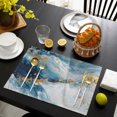 thumbnail image 4 of Blue Oil Painting Placemats Set of 2, Modern Marble Art Abstract Washable Wipeable Table Mats for Dining Tables, Indoor Outdoor Kitchen Place Mats for Holiday Party Table Decor, 4 of 9