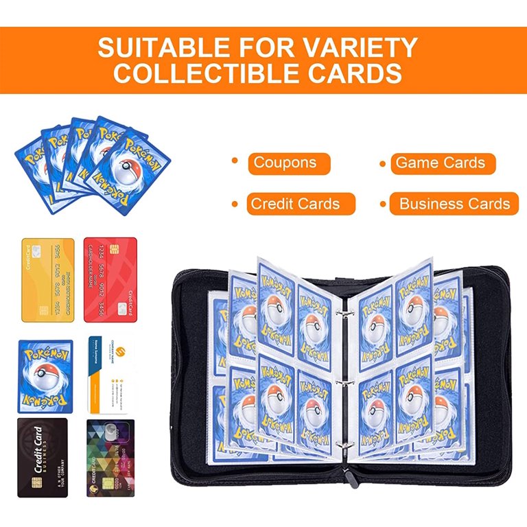 Trading Card Binder for Pokemon Cards Binder,4-Pocket Portable Card  Collector Album Holder Book Fits 440 Cards with 55 Removable Sleeves,  Display ...