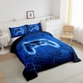 thumbnail image 3 of Homewish Video Game Bedding Comforter Set 2pcs for Boys Girls,Black Blue Gamepads Twin Comforter Sets Microfiber,Abstract Ombre Geometric Honeycomb Breathable Bedding Set,Ultra Soft Home Decor, 3 of 8