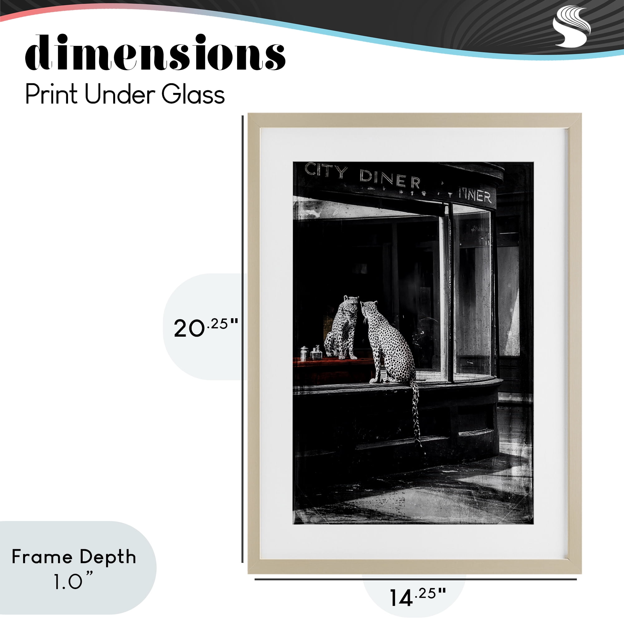 Stupell Industries Diner Noir Leopard Reflection Birch Framed Print Under Glass, design by Annabelle Hall