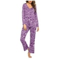 thumbnail image 2 of ITSAME 2-Piece Pajama Sets for Womens, Floral V Neck Long Sleeve Tops Elastic Waist Pants Casual Home Clothes Purple M, 2 of 5
