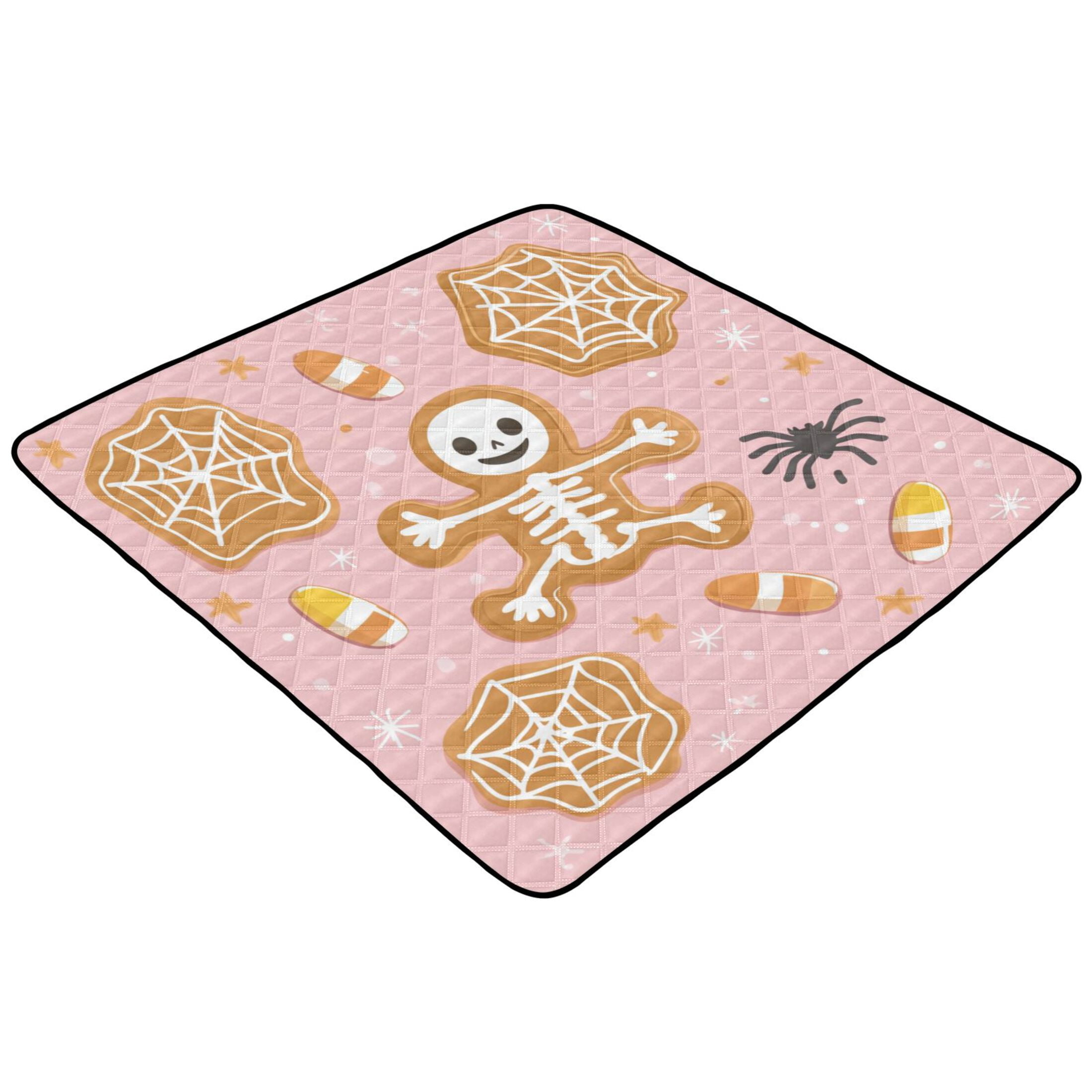 WOBOGO Halloween Cookies and Gingerbread Men Pattern Baby Playmats Extra Large Waterproof Rollable Activity Pads for Toddlers 50×50inch