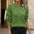 thumbnail image 4 of successthop Knitted Sweaters Women Long Sleeve Outwear Crewneck Stylish Pullover Tops Ribbed Cuff Polka Dots Clothes S, 4 of 5