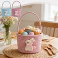 thumbnail image 7 of Blue Cotton Linen Easter Rope Storage Basket Handwoven Decorative Bin For Home Organizer Holding Eggs Toys Holiday Decor, 7 of 7