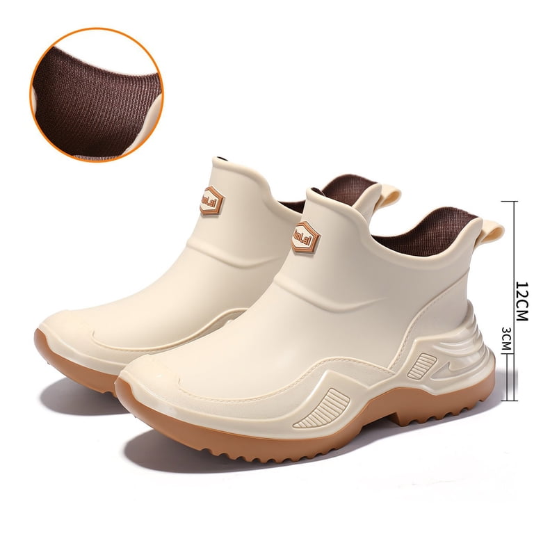 Waterproof Rubber Rain Boots Ankle High Slip-On Lightweight Garden Boots Amazon.com | Jollywalk Unisex Waterproof Garden Boots, Black  main image 4