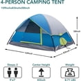 thumbnail image 2 of JIOABL 4 Person Dome Camping Tent, Waterproof Polyester with Rainfly, Easy Setup, Ventilated Windows & Skylights, Portable Backpacking Tent, Navy Blue, 2 of 7