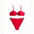 thumbnail image 4 of UTSJKR Women's 2026 Hard Cup Backless Bikini Set, Tape Detail Two Piece Bathing Suit, European Cross Border Beach Swimwear Red L, 4 of 7