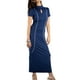 thumbnail image 1 of Jess por Meiko Vestido de Mujer Esculpido con Cuello en Llave y Cuello Mock Bodycon Maxi Vestido M Azul Marino, 1 of 6